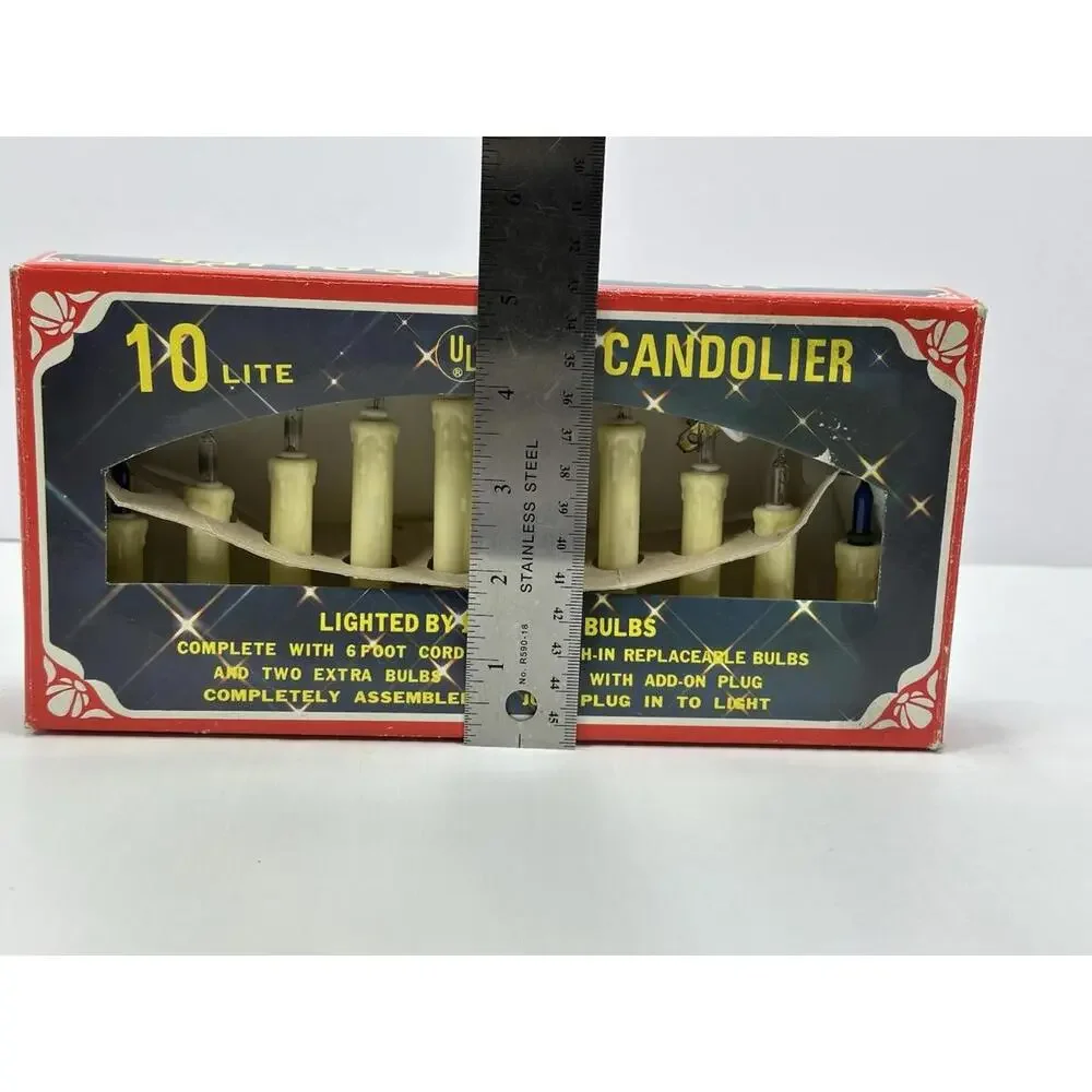 Vintage 10 Lite Midget Bulbs Candolier Electric Yuletide Concepts Christmas 1987